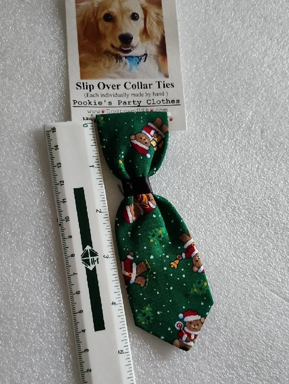 Pookie's Party Clothes Green Holiday Slip-Over Dog Collar Tie
